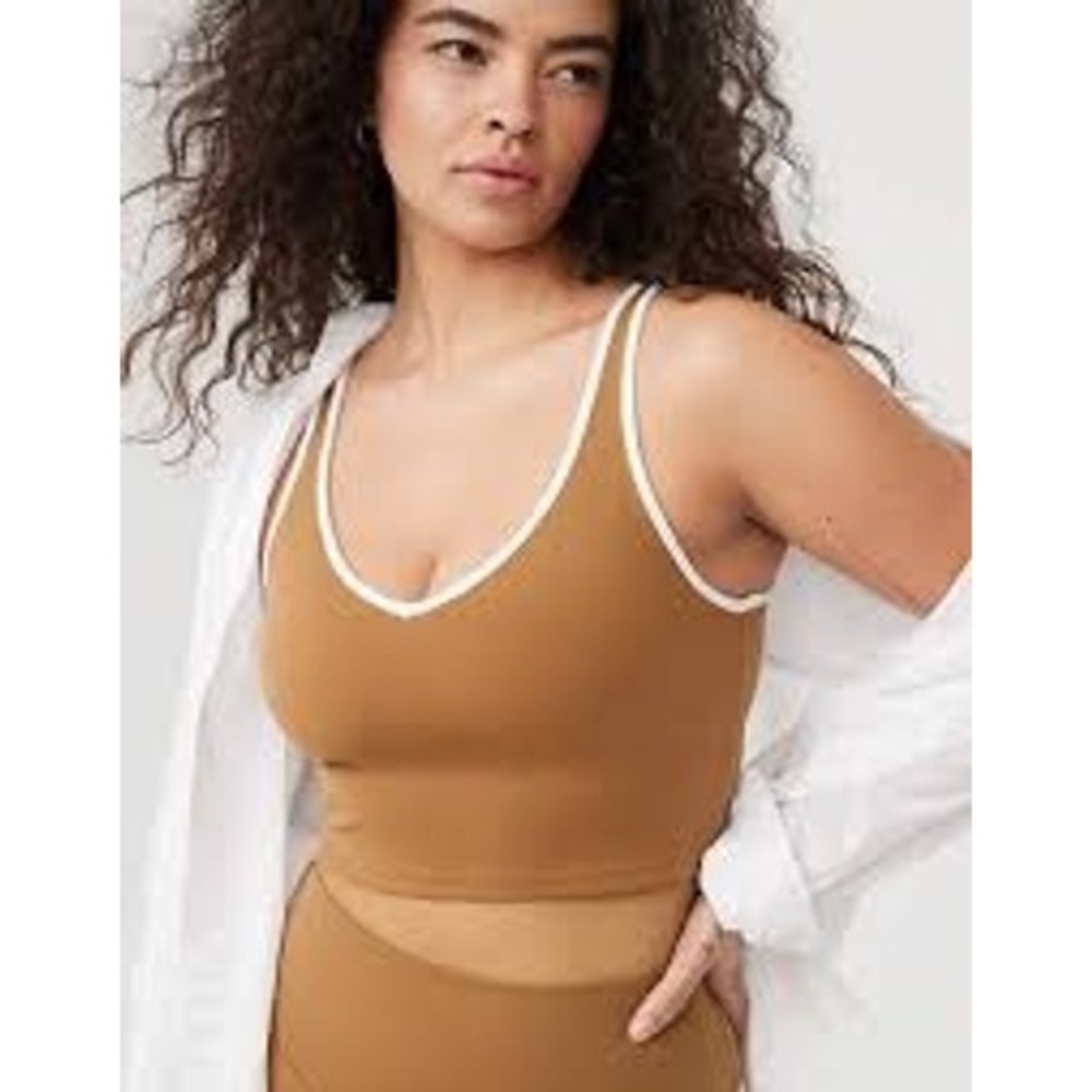 OFFLINE by Aerie Real Me Recharge Brown Cotton Corset Bralette M Lined‎ Crop Top